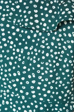 Green Spot Ruffle Midi Dress