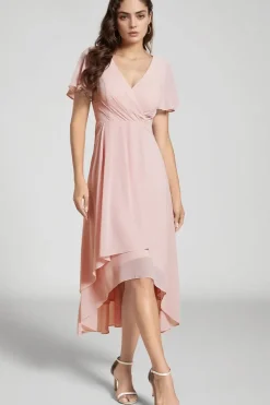 Guest Dress V Neck Ruffle Sleeve Chic And Elegant Beautiful Evening Dress