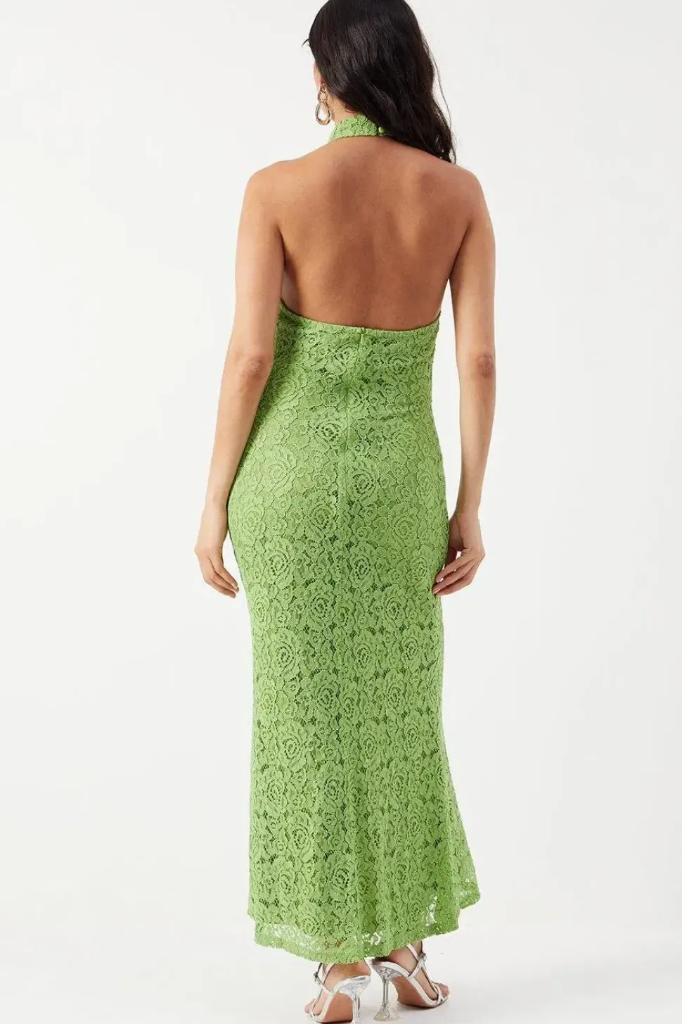 Guipure Lace Halter Midi Slip Dress