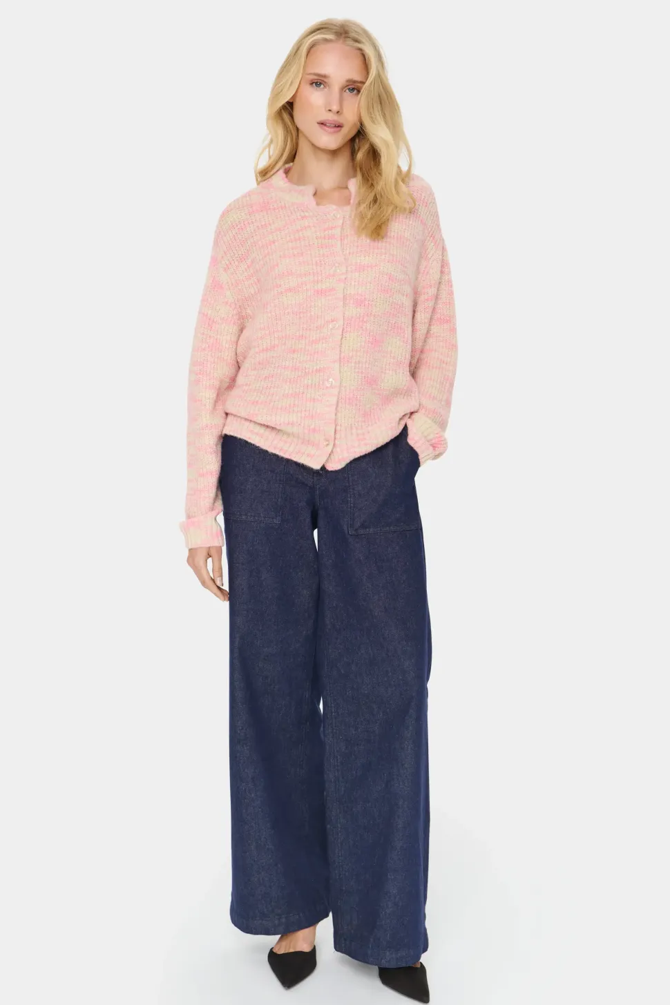 GustaSZ Collar Button Melange Cardigan-