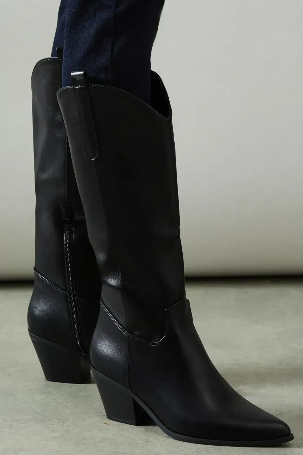 Hale Faux Leather Western Cowboy Boots