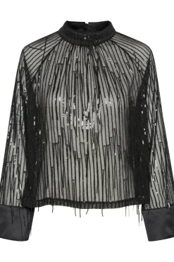 HalemaSZ Chiffon Sequin Fringe Blouse-