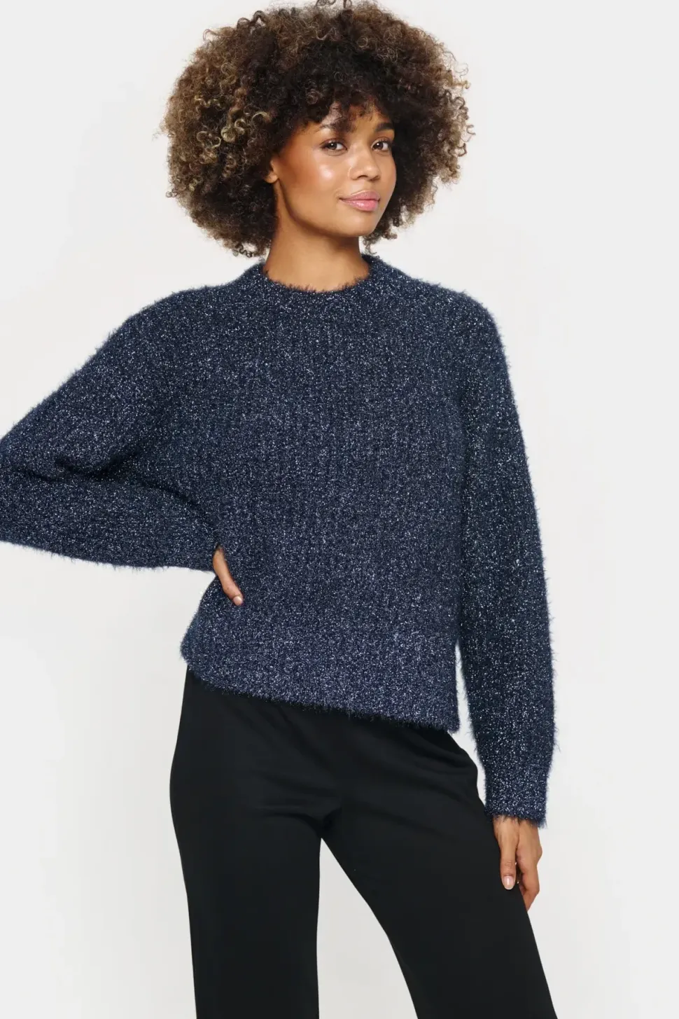 HalfaSZ Pullover Glitter Knit Casual Fit-