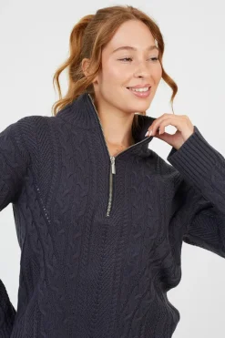 Half Zip Cable Knit Jumper