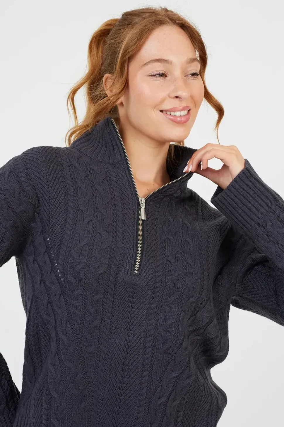Half Zip Cable Knit Jumper