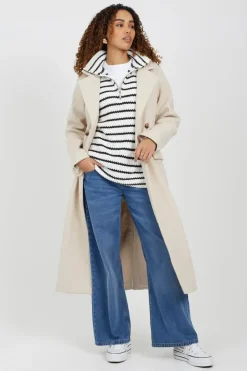 Half Zip Striped Fisherman Knit Jumper