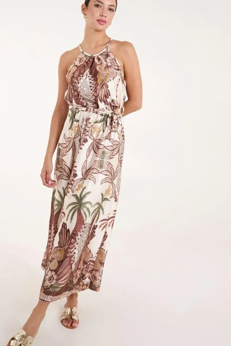 Halter Neck Satin Dress