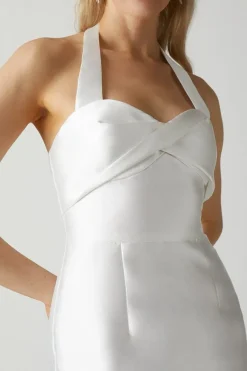 Halterneck Twill Column Wedding Dress