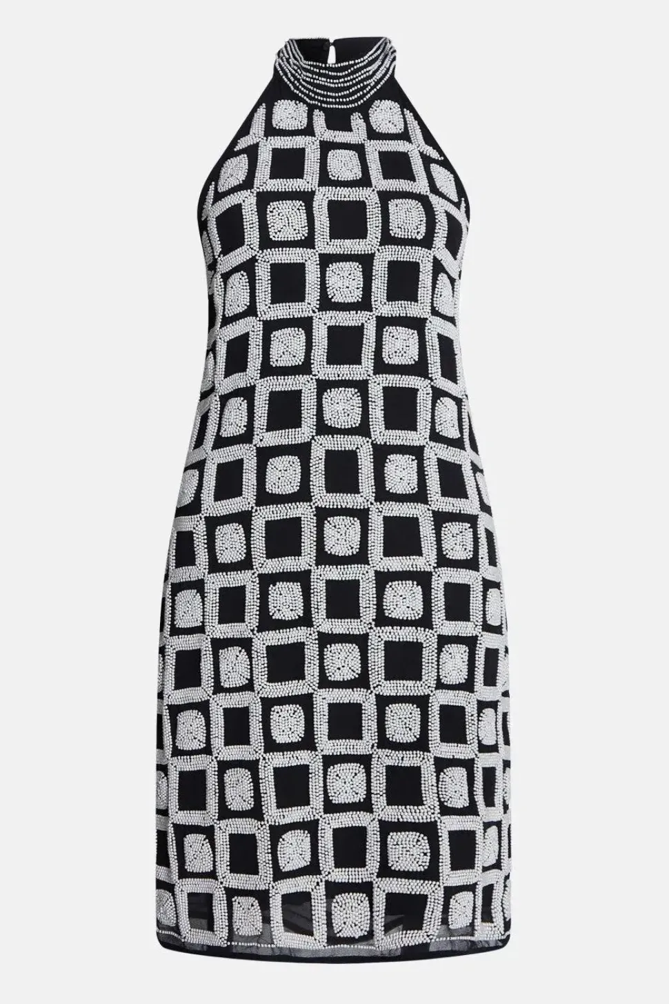 Hand Beaded Halter Neck Mini Dress