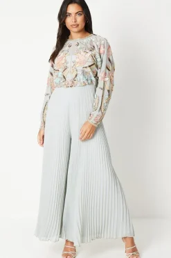 Hand Embellished Bodice Jumpsuit With Pleated Trouser