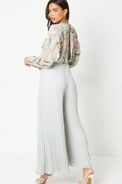 Hand Embellished Bodice Jumpsuit With Pleated Trouser