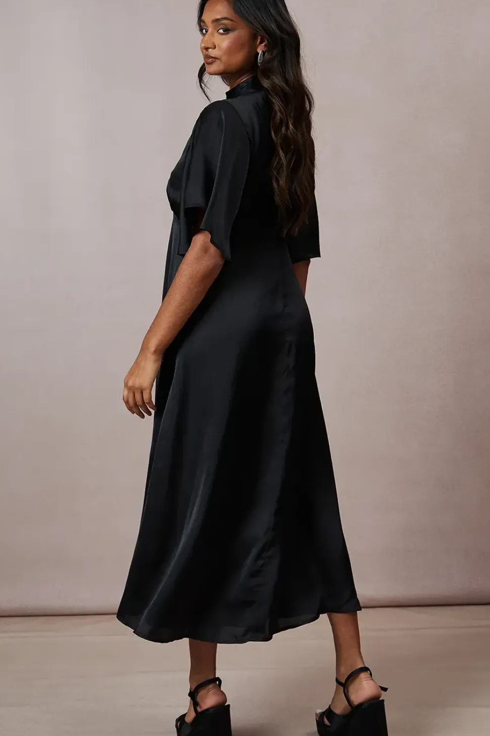 Hand Embellished Satin Maxi Dress