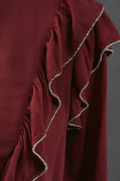 Hand Embellished Sequin Ruffle Mini Smock Dress