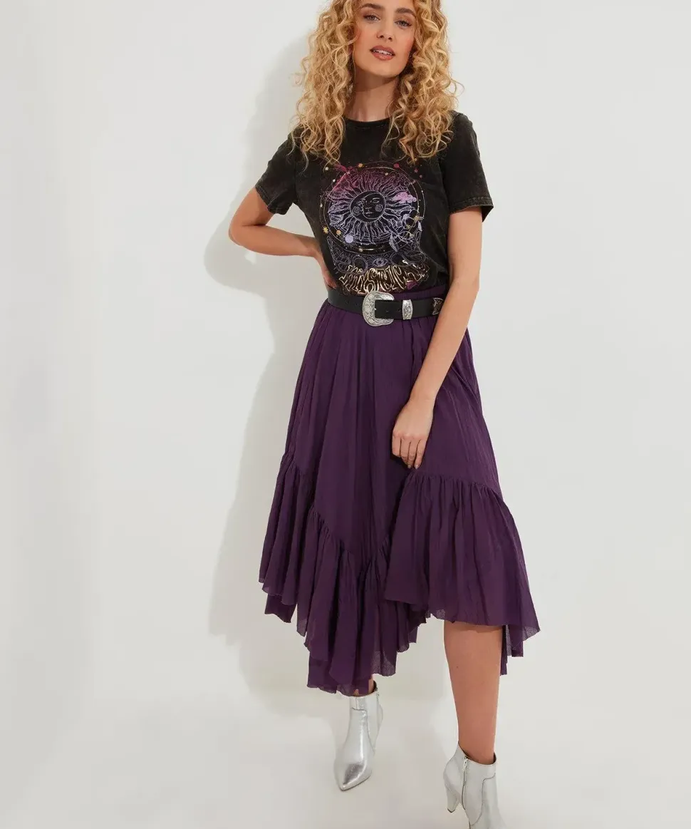 Handkerchief Hem Maxi Skirt
