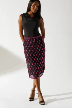 Hand Stitched Jewel Pencil Skirt