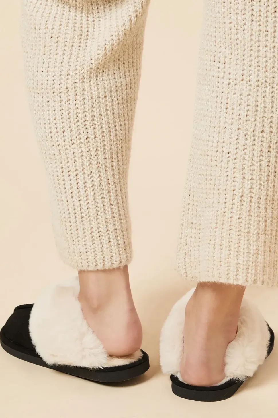 Harleen Suedette Faux Fur Lined Mule Slippers