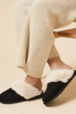 Harleen Suedette Faux Fur Lined Mule Slippers