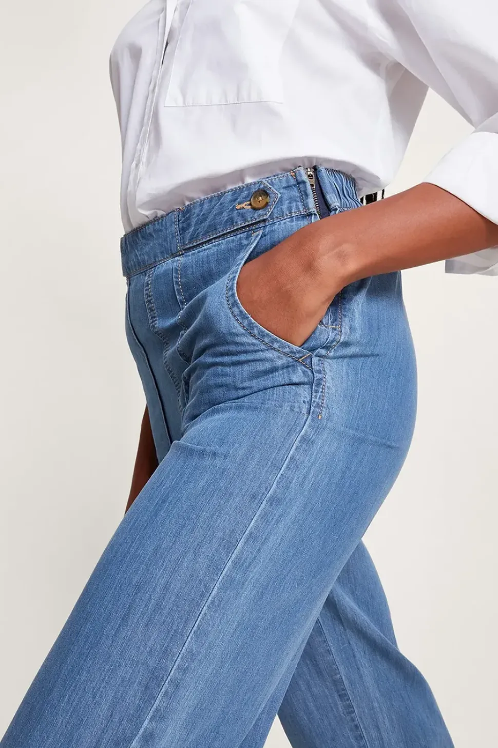 Harper Crop Wide Leg Pull-On Jeans Regular Length