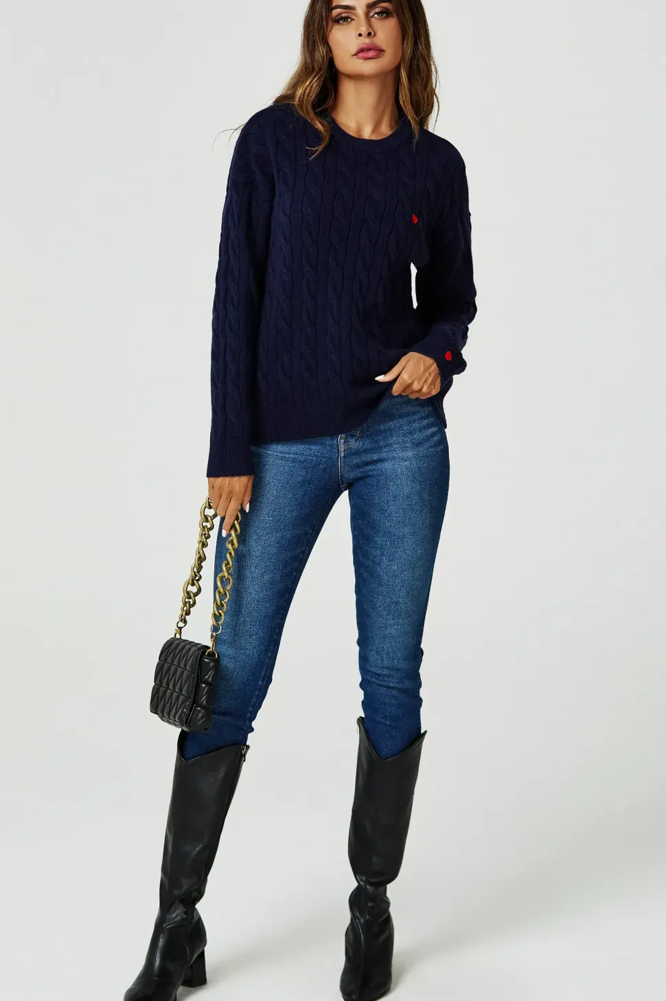 Heart Embroidery Jumper Top