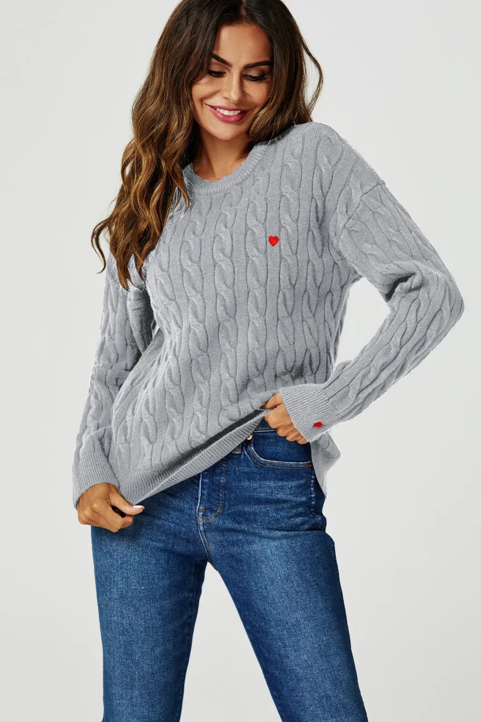 Heart Embroidery Jumper Top