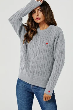 Heart Embroidery Jumper Top