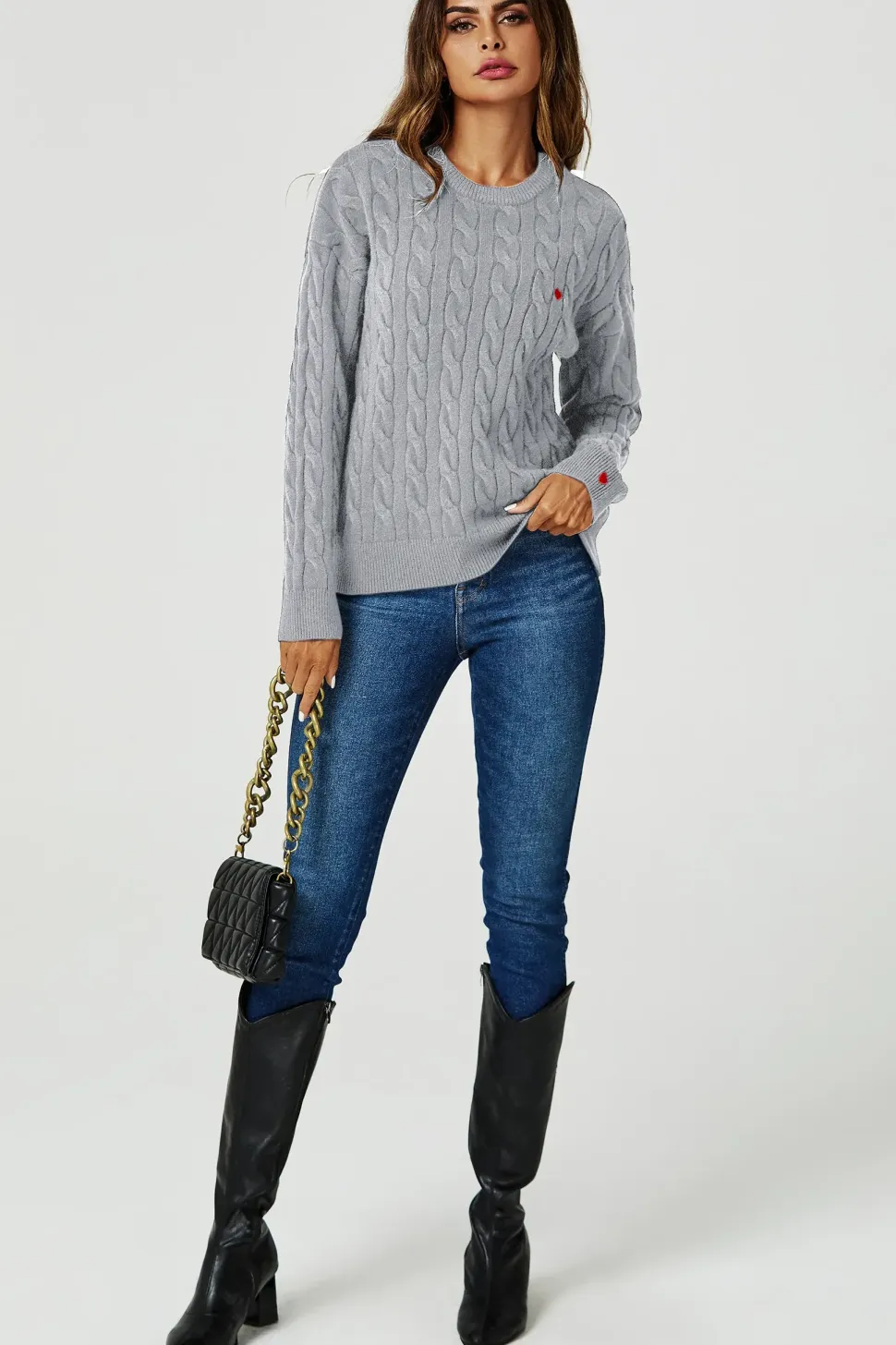 Heart Embroidery Jumper Top