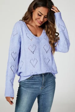 Heart Jumper Top In Blue