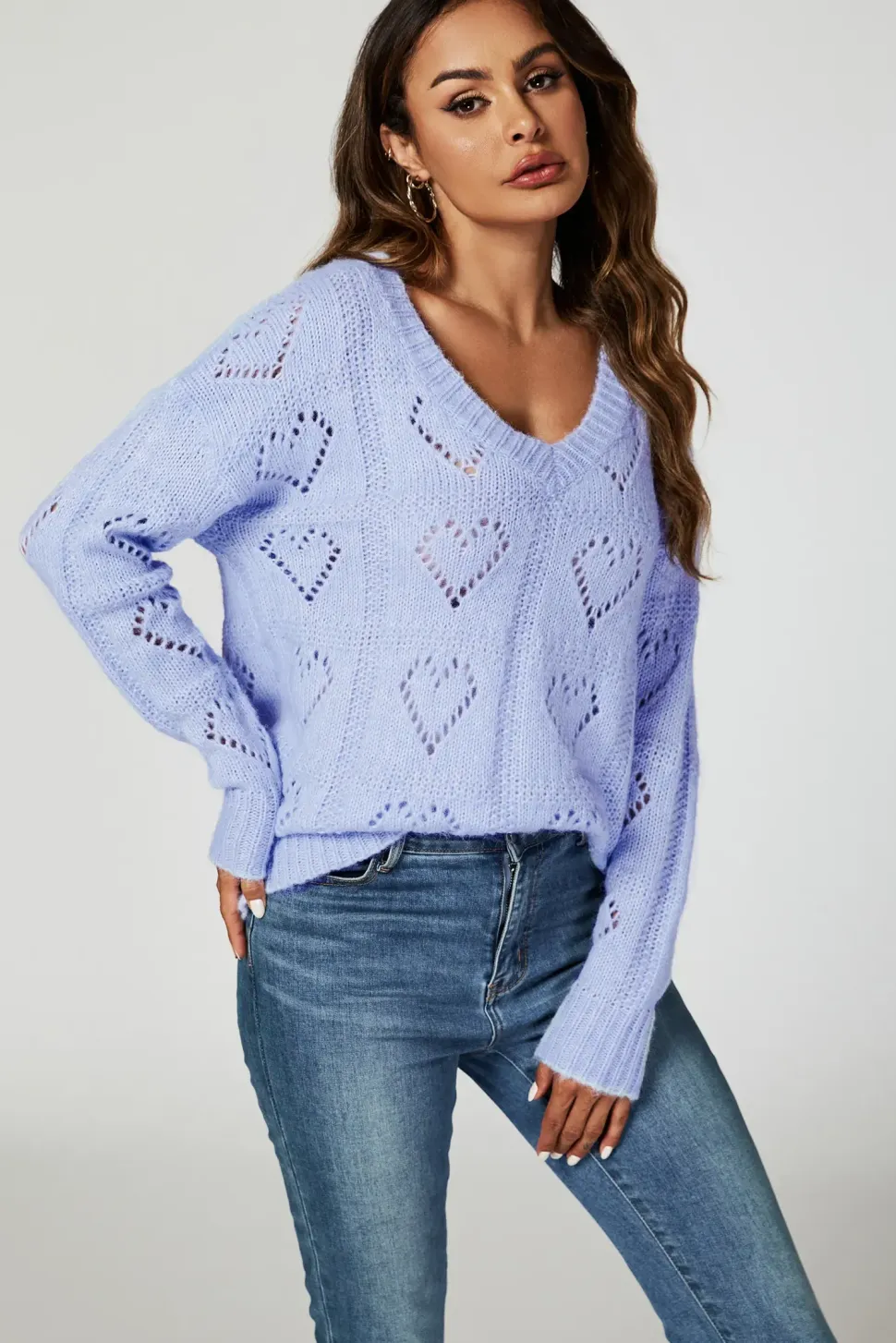 Heart Jumper Top In Blue