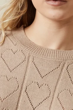Heart Pointelle Crew Neck Jumper