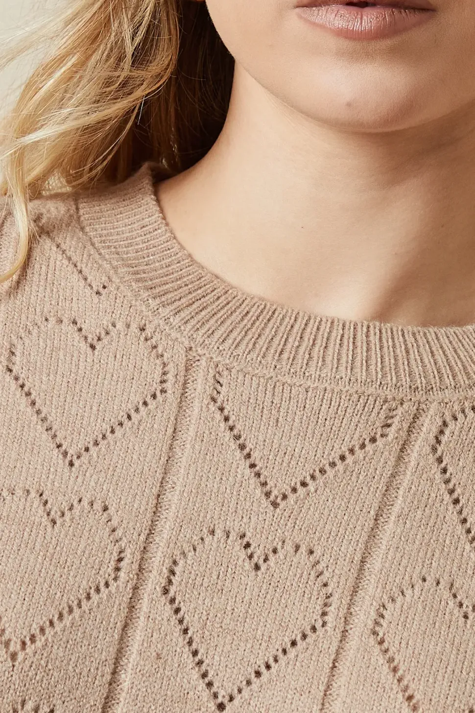 Heart Pointelle Crew Neck Jumper