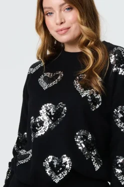 Heart Sequin Embellished Knitted Jumper