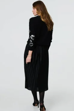 Heart Sequin Embellished Knitted Jumper