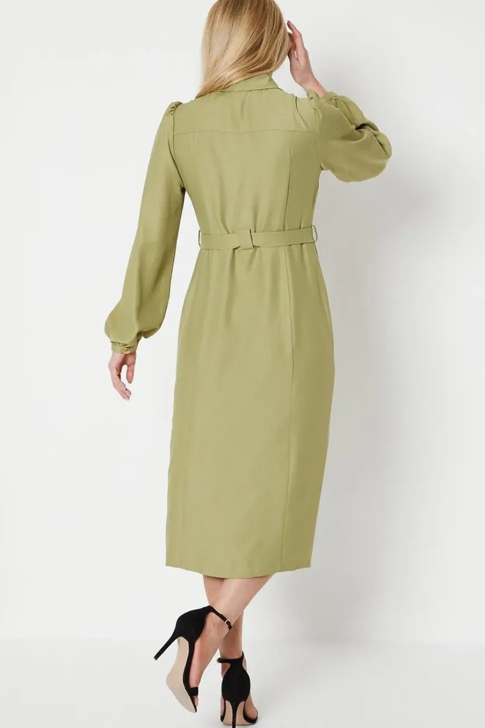 Heavy Crepe D-ring Belted Shirt Dress