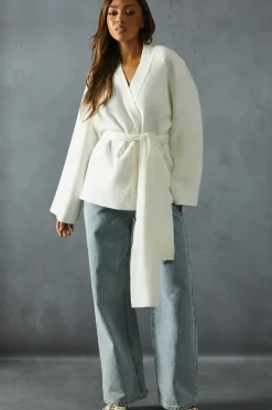 Heavyweight Knitted Belted Wrap Kimono Cardigan