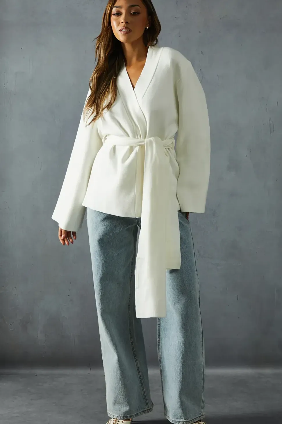 Heavyweight Knitted Belted Wrap Kimono Cardigan