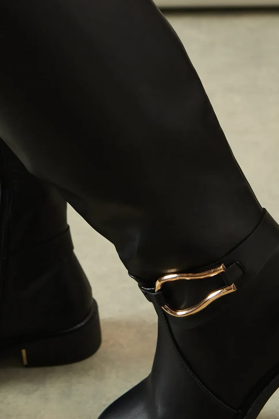 Heidi Faux Leather Trim Detail Knee High Riding Boots