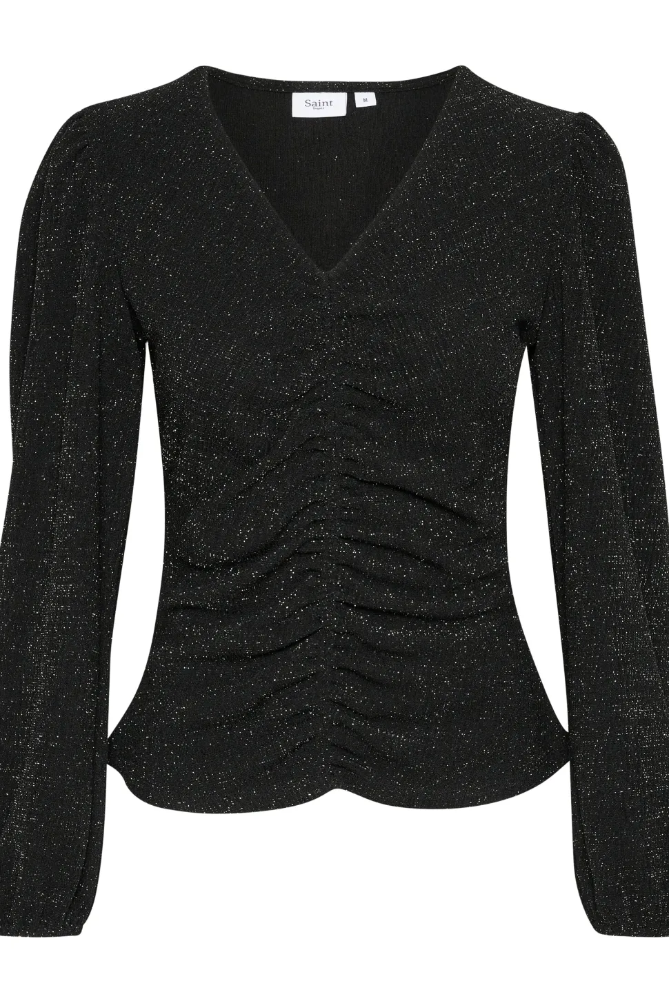 HelaSZ V-neck Ruchings Glitter Blouse-