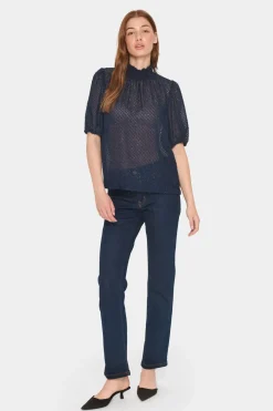 HelmaSZ Blouse Smock Neck Casual Fit-