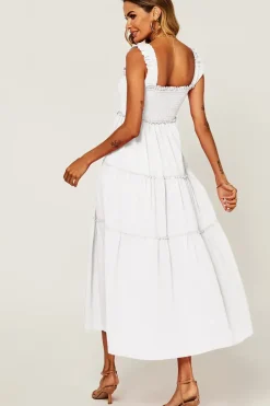 Hem Detail Tiered Maxi Dress In Light Blue