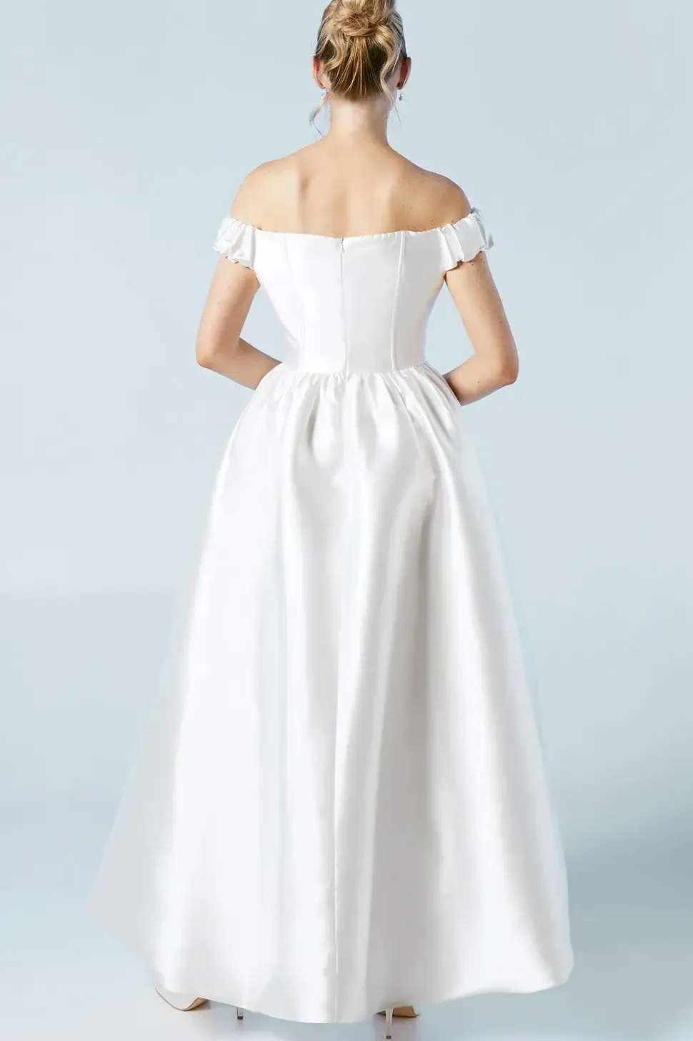 High Low Hem Puffball Wedding Dress