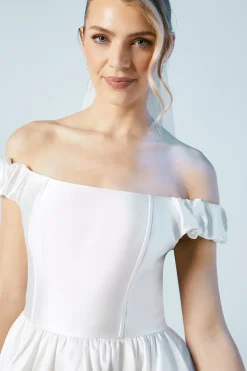 High Low Hem Puffball Wedding Dress