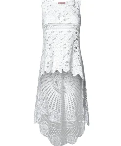 High Low Sleeveless Round Neck Crochet Top