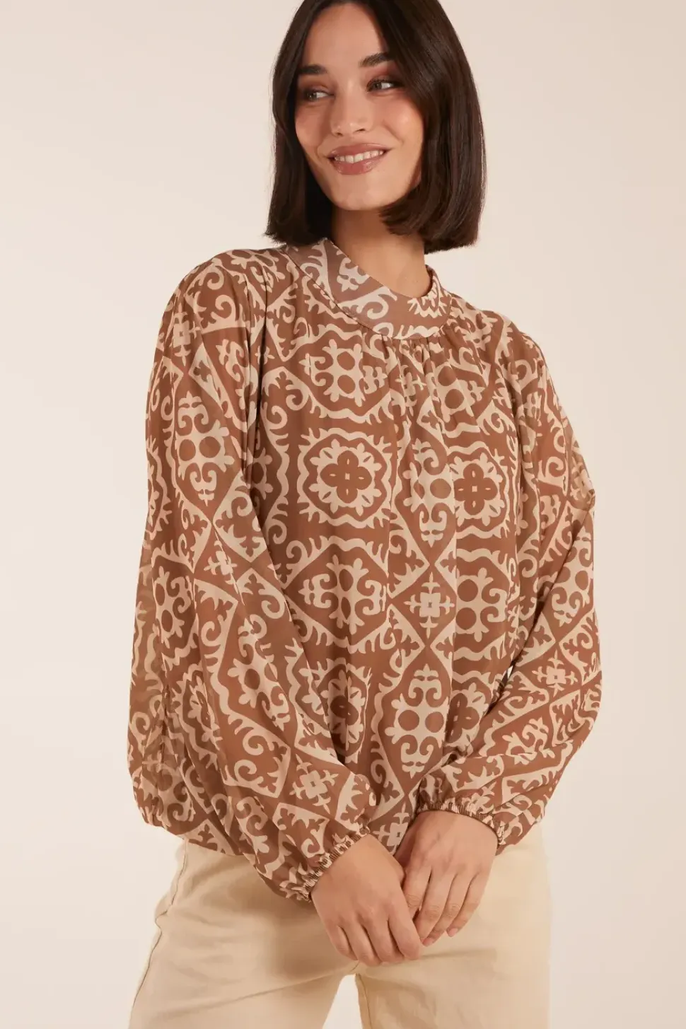 High Neck Baroque Blouse
