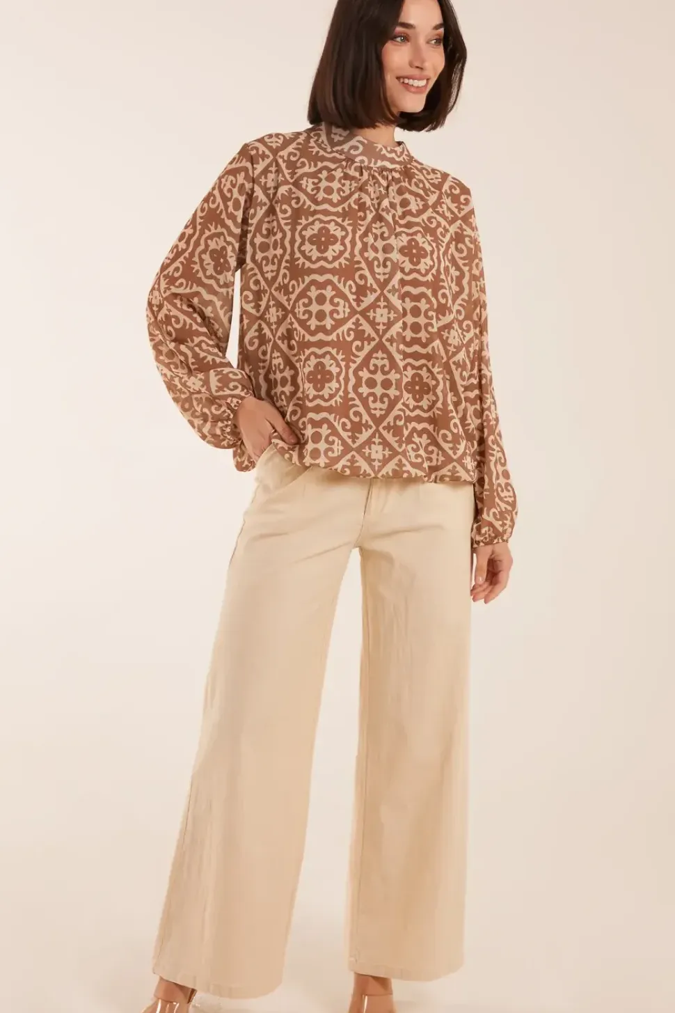 High Neck Baroque Blouse