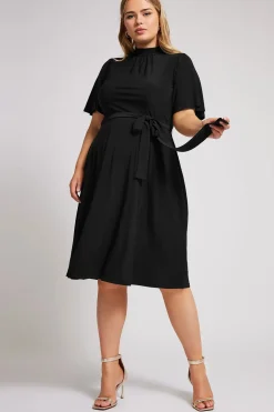 High Neck Belted Skater Dress