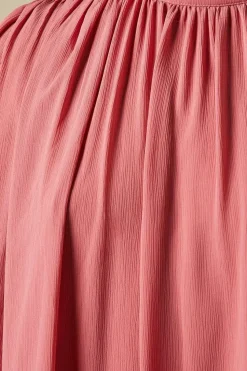 High Neck Chiffon Mini Dress
