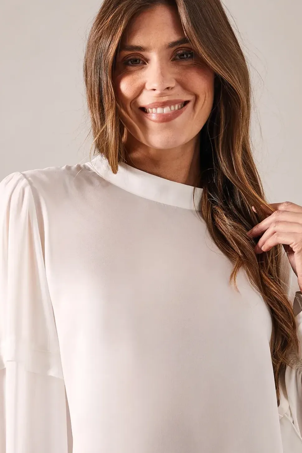 High Neck Frill Detail Blouse