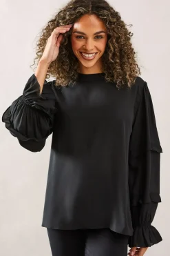 High Neck Frill Detail Blouse