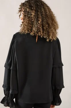 High Neck Frill Detail Blouse