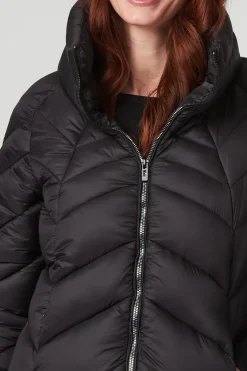 High Neck Knit Cuff Puffer Coat